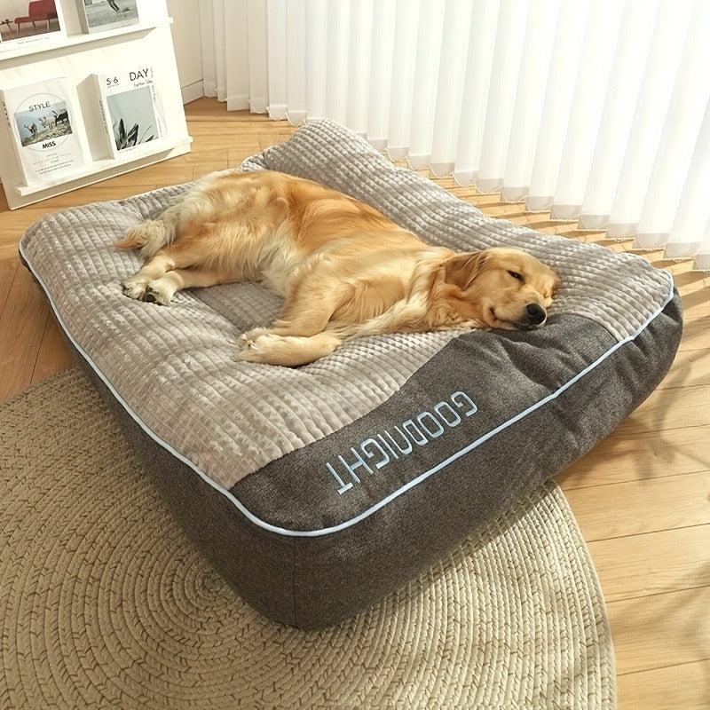 Gray Rectangular Dog Bed with Thick Polyester Fiber Cushion, Four Size Options and Included Grooming Tool — image 8