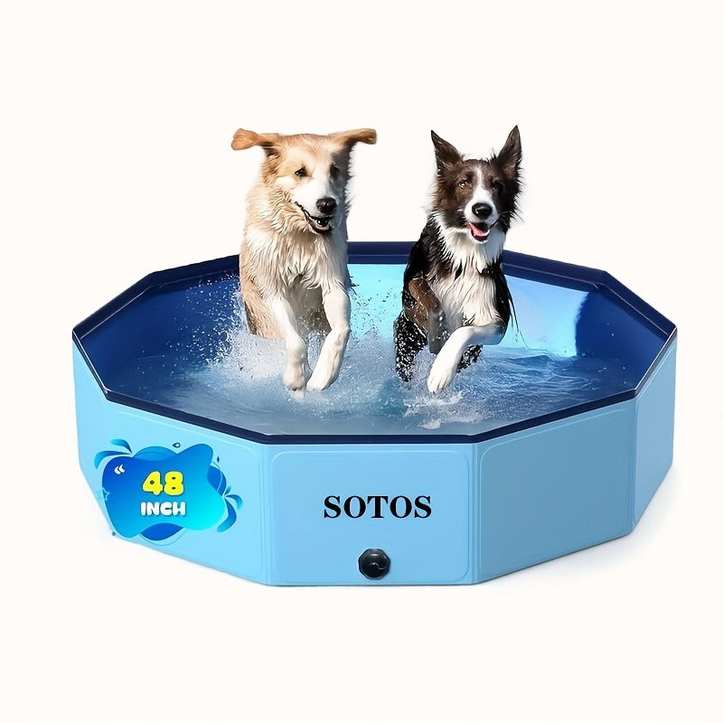 Foldable Dog Pool, Portable Hard Plastic Pet & Kids Swimming Pool, Anti-Slip Collapsible Bathtub for Indoor Outdoor Backyard 