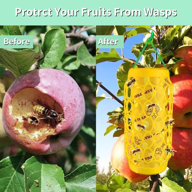 Wasp Trap Outdoor Hanging Reusable Yellow Jacket Trap Carpenter Bee Hornet Catcher with Sticky Bait for Garden Patio Outside 