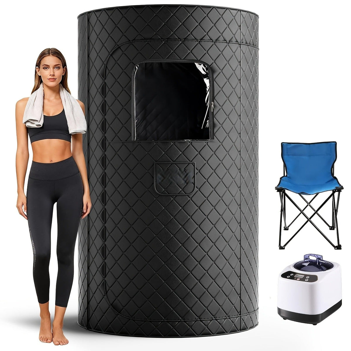Home Steam Sauna Tent 1200W Personal Spa Box with 10-Min Fast Heating, 9 Heat Levels, 101oz Steamer — image 7