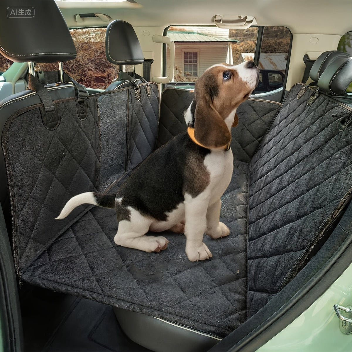 Quilted Dog Car Back Seat Cover with Side Flaps, Mesh Window and Six Color or Pink Mat Bundle Options — image 16