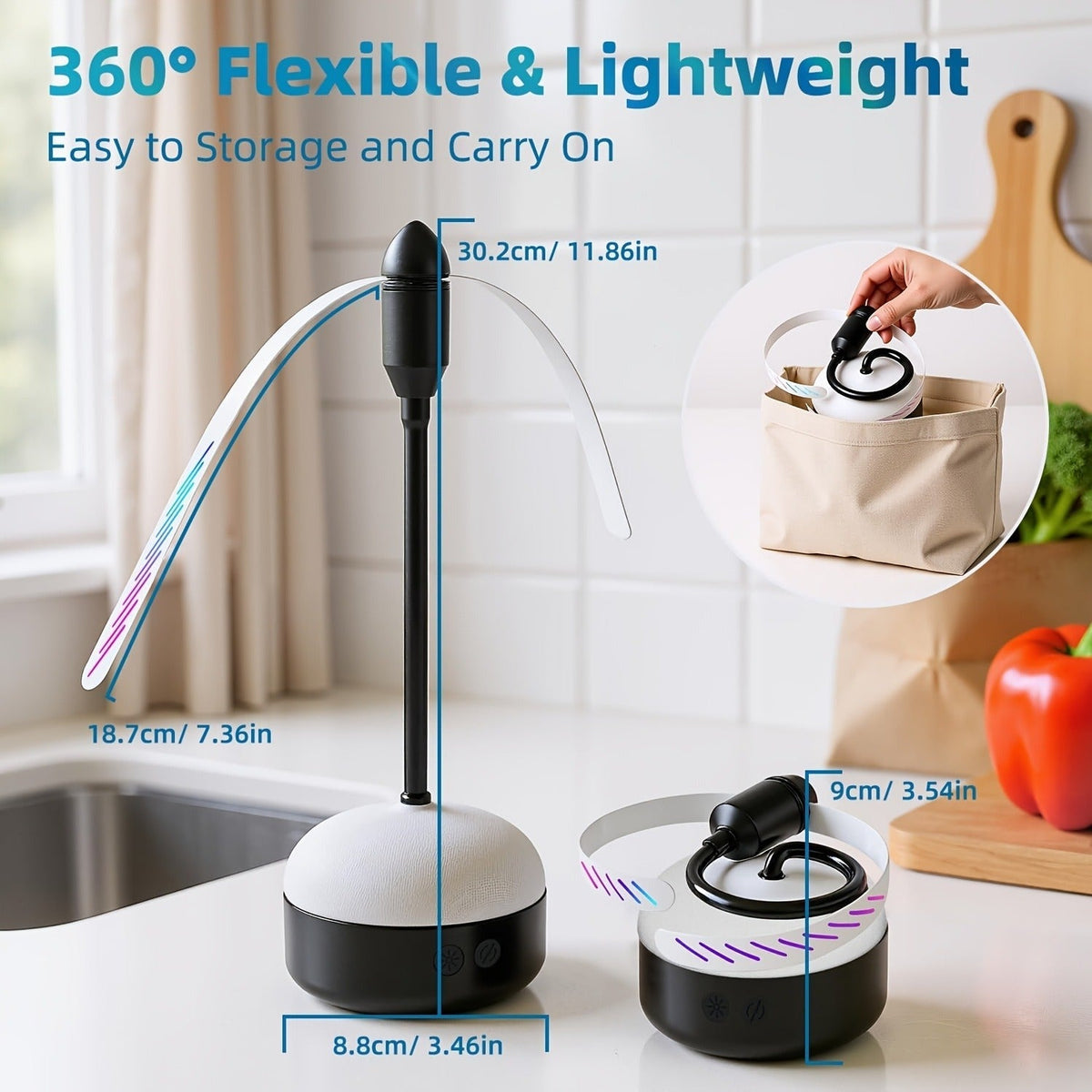 Desktop Reflective-Blade Fan Pest Control Device with Amber Light, Flexible Neck and USB Power for Tabletop Use — image 6