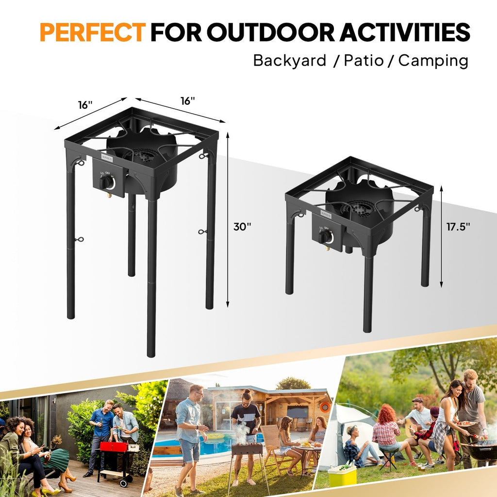 Outdoor Propane Burner Stove Cast Iron High Pressure Gas Cooker with Detachable Stand Legs — image 8