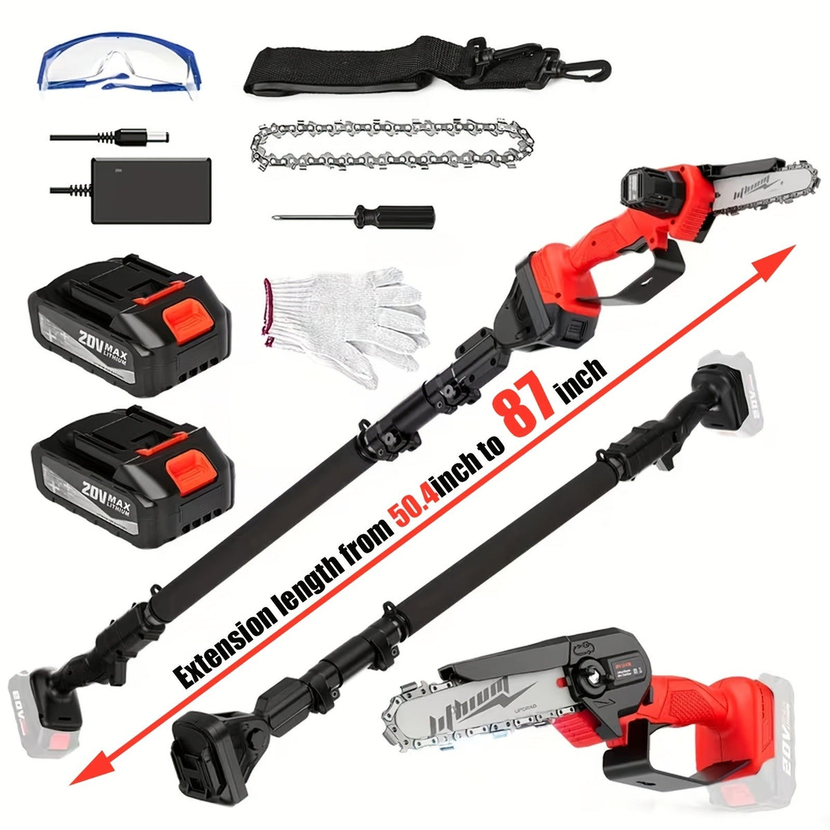 Telescopic Pole Saw Cordless Folding 6-Inch Electric with Compact Design, Battery-Powered Tree Pruner for Garden Pruning — im
