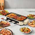 Indoor Smokeless Electric Grill 1500W Non-Stick Raclette Table Grill with Removable Plate & 3 Mini Pans Compact BBQ Griddle —