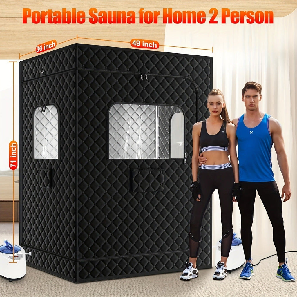 Double Person Sauna Tent 71x49x36in Extra Large 2-Person Steam Sauna Box for Home with 2 Steamers — image 8