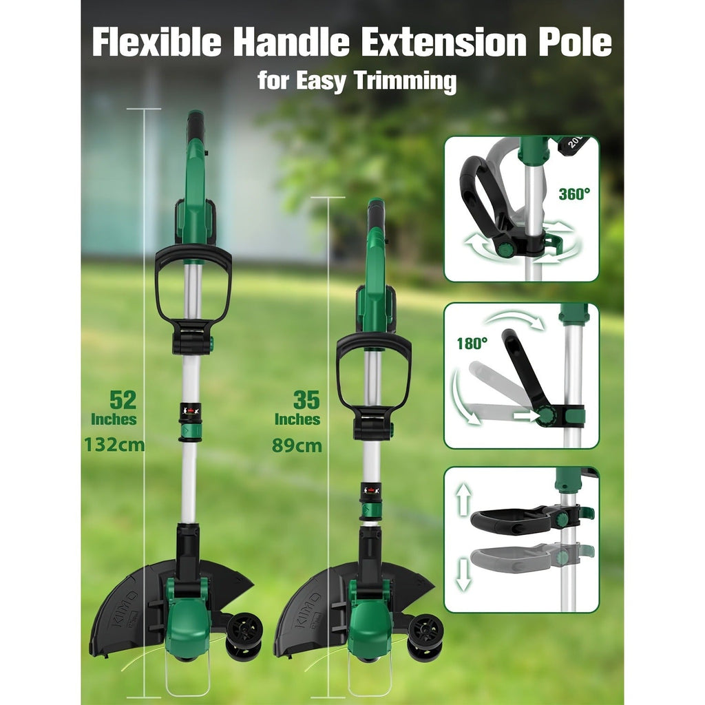 String Trimmer Cordless 2-in-1 Weed Wacker & Lawn Edger with Wheels, KIMO Brushless Motor 20000 RPM — image 7