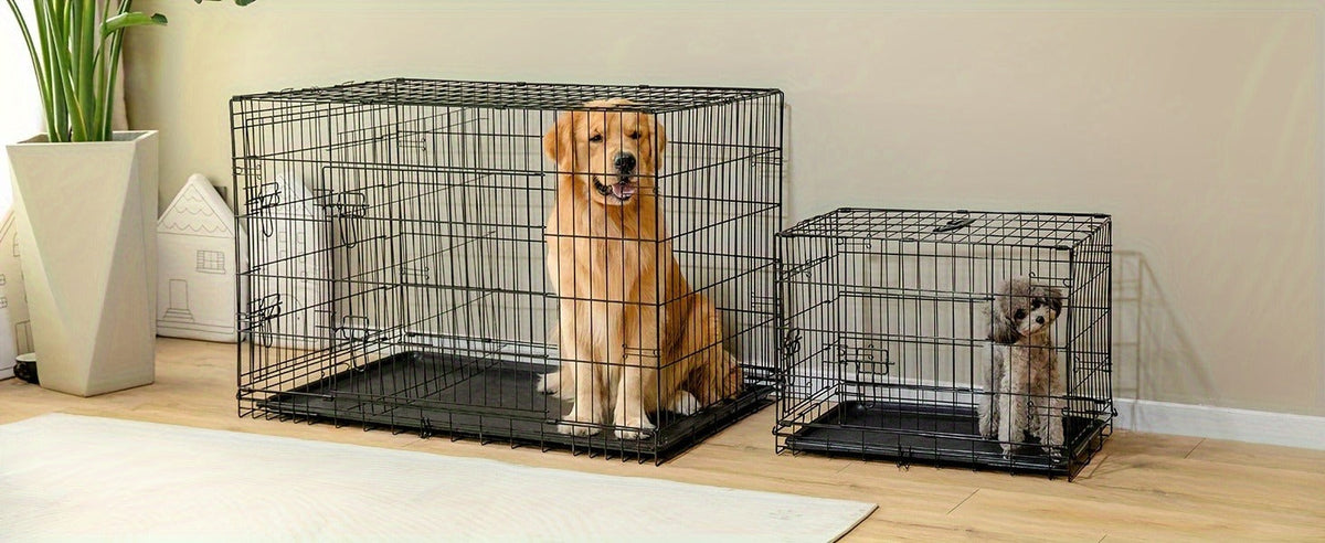 Folding Wire Dog Crate with Divider, Pull-Out Tray, Two Doors and Five Sizes from 24.41 to 48.4 Inches — image 13