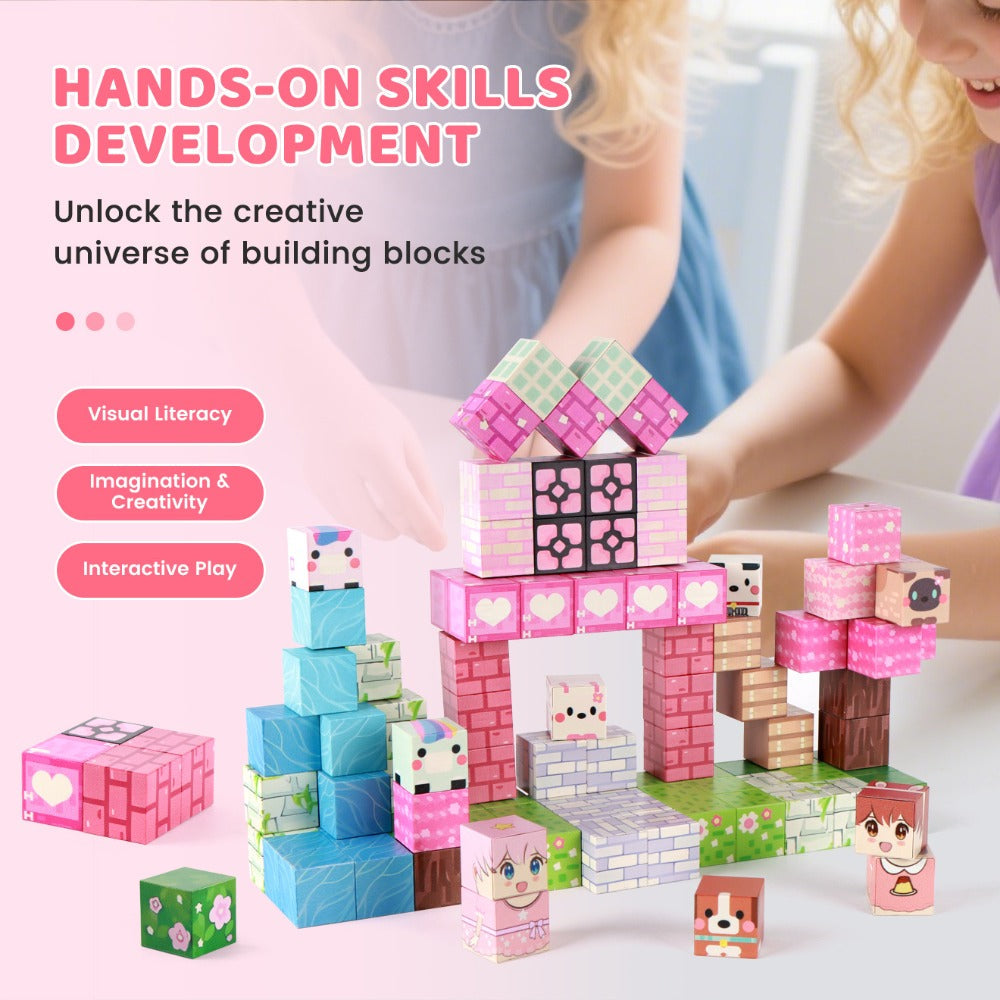 Pink Forest Park Magnetic Building Blocks 100 Piece STEM Set with the Listed Color, Size or Set Options for Everyday Use — im
