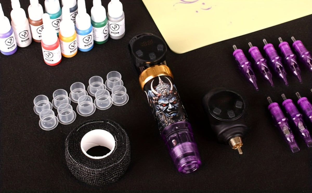 Tattoo Machine Kit INKSOUL TM-78 Wireless Rotary Pen with Carry Case, 10 Cartridges, Ink Cups and Transfer Paper — image 10