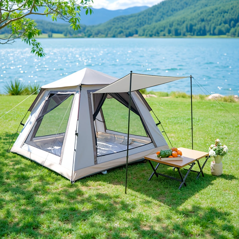 Camping Tent 4-6 Person Automatic White Shelter with Four-Sided Ventilation and Zipper Entry — image 1