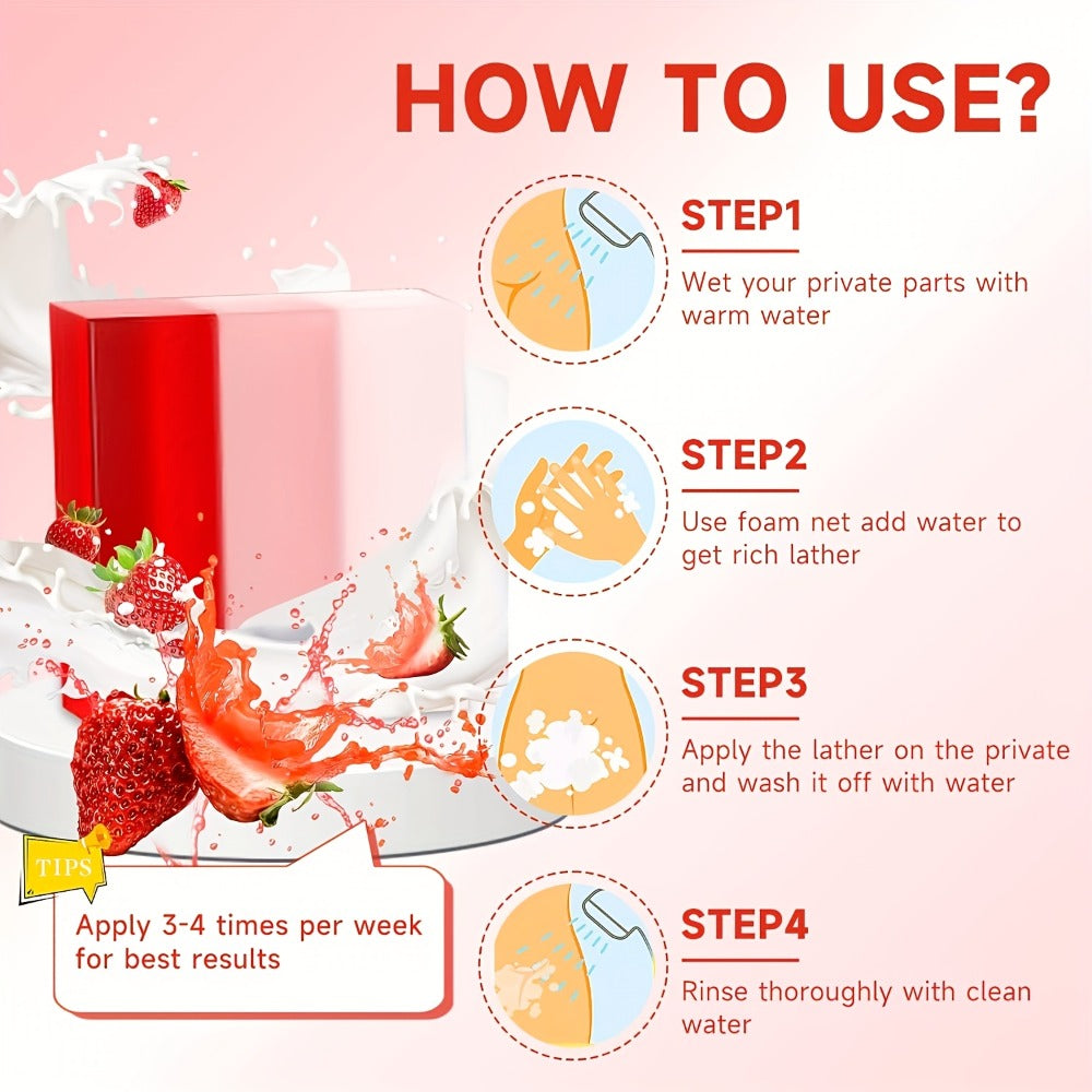 Strawberry Yoni Bath Set 4pcs for Women – Scented Yoni Oil & Soap Feminine Hygiene Kit pH Balance Odor Control Moisturizing I