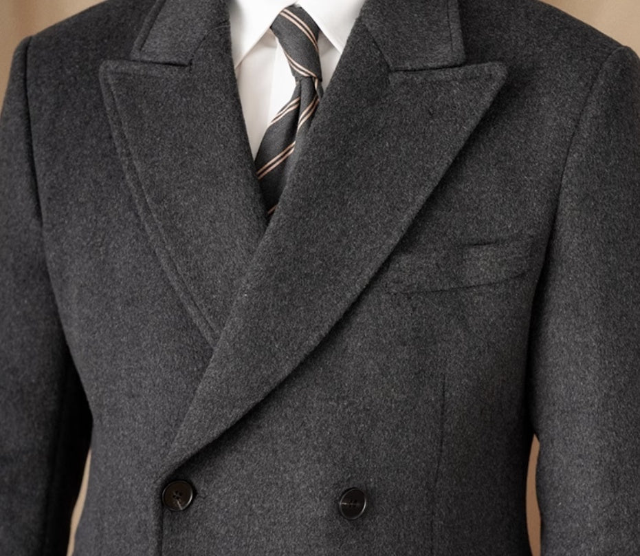 Double Breasted Coat Wool Atmospheric Field Coat
