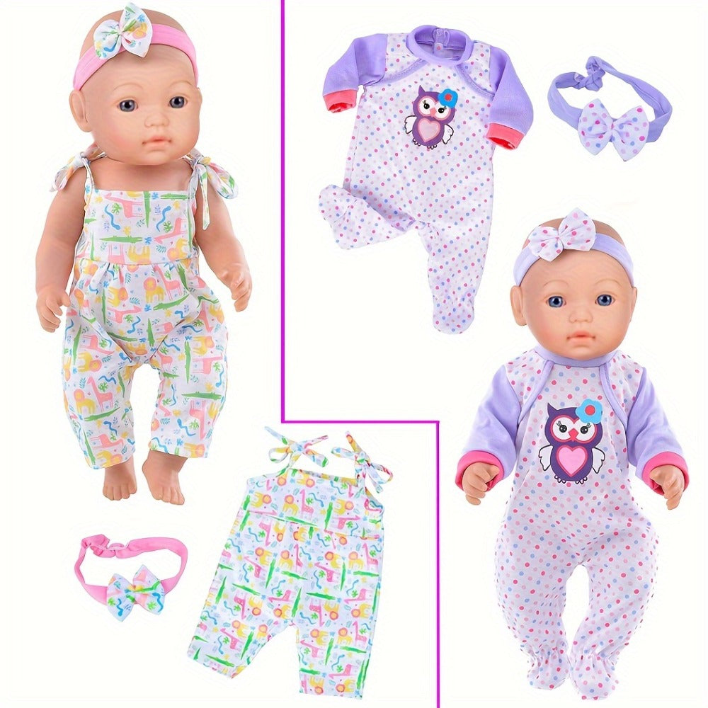 10-Outfit Doll Clothes Set for 14–16-Inch Newborn-Style Dolls with One-Pieces, Tops, Pants and Headwear — image 4