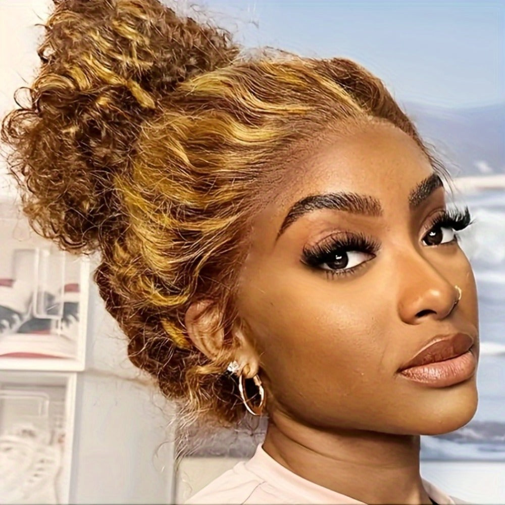 Wig Long Deep-Wave Honey Blonde Ombre, 28-Inch Synthetic Fiber with 13x4 Lace Front and Glueless Cap — image 3