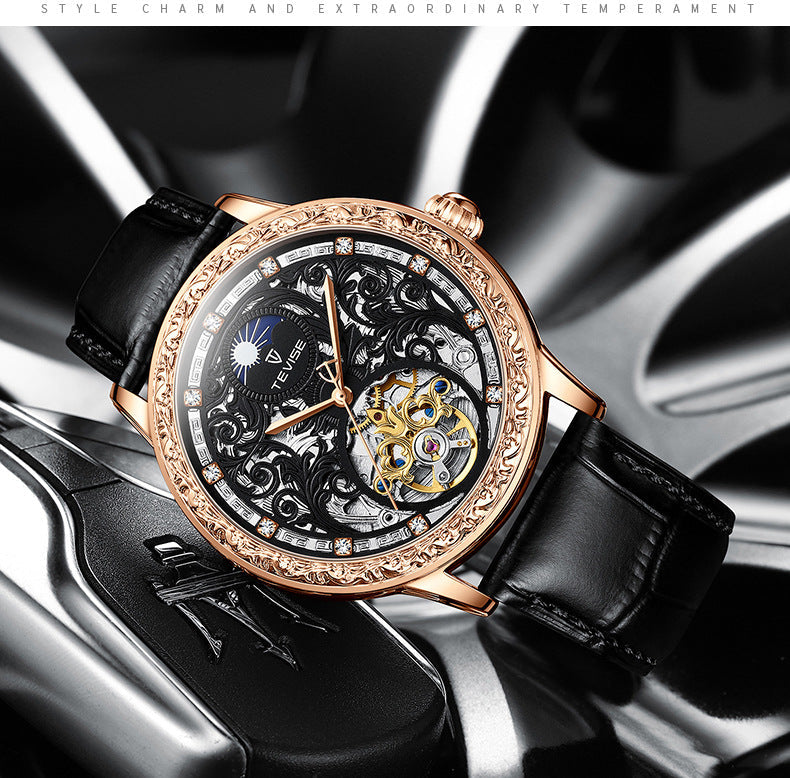 Business Casual Waterproof Hollow Out Men's Mechanical Watch