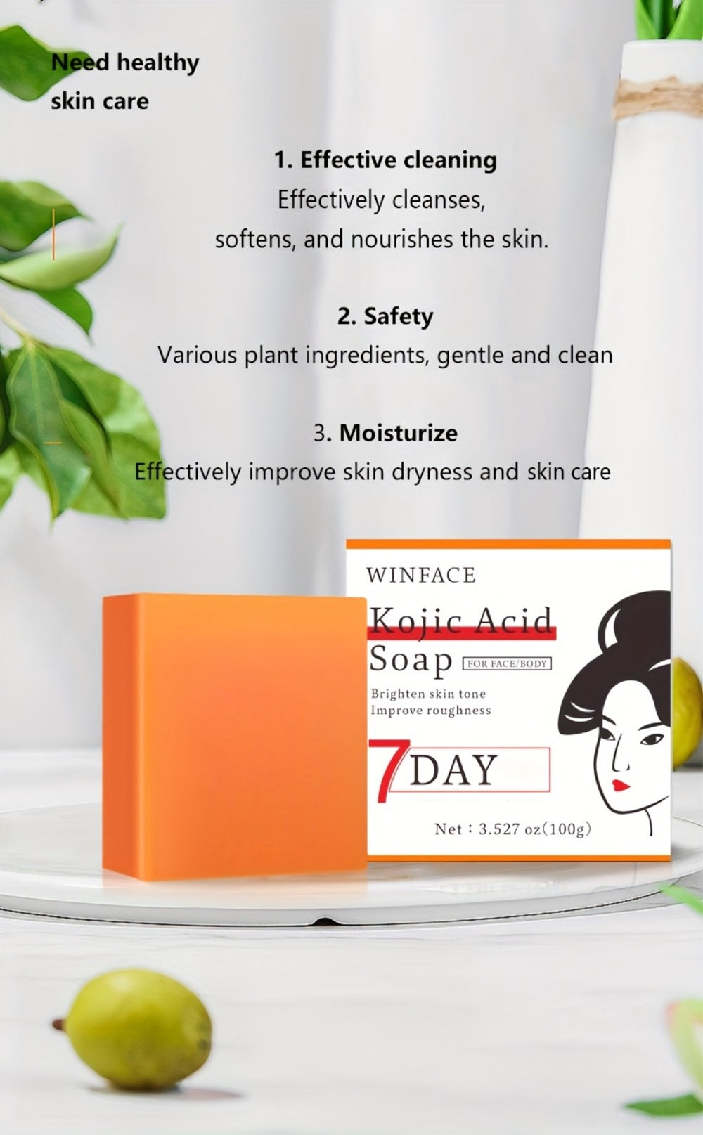 Kojic Acid Brightening Bar Soap 6-Pack – Rose Extract & Glycerin Formula for Dark Spots, Oil Control & Even Skin Tone | Moist