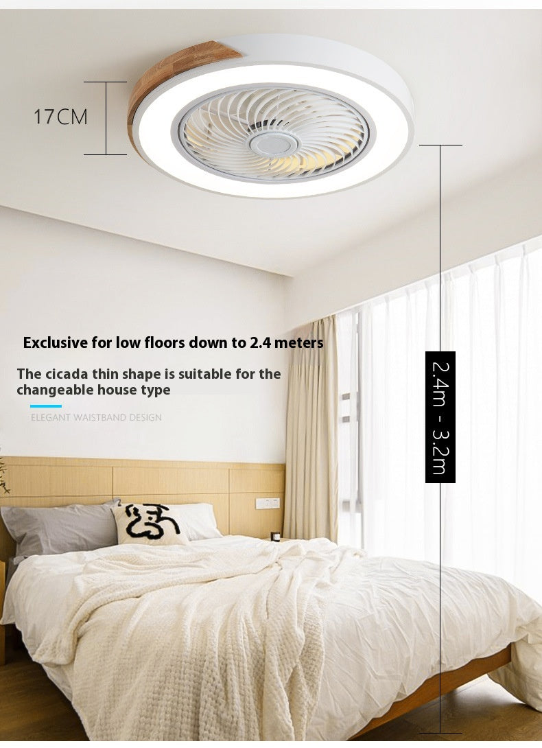 Solid Wood Ceiling Fan Lamp Bedroom Invisible Dining Room Ceiling Fan Lights