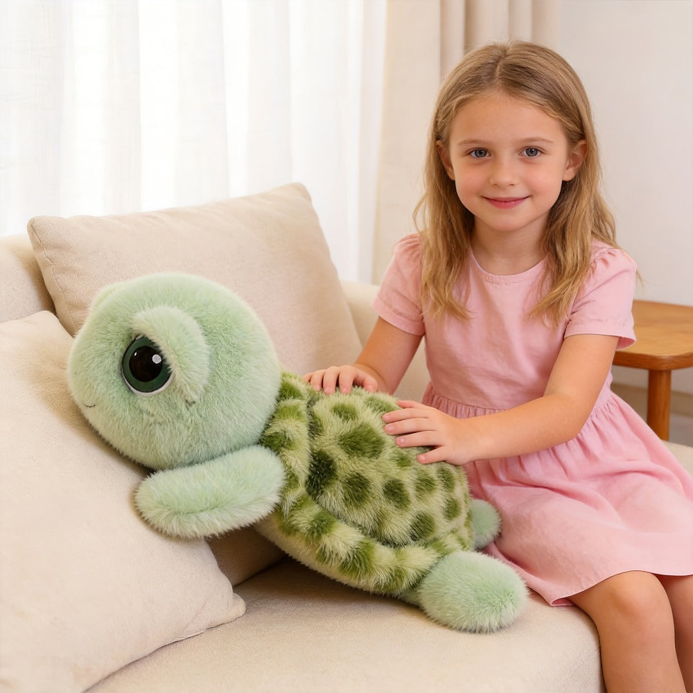 Stuffed Animal Big-Eye Turtle Pillow in 15.75-Inch Size with Melancholy Face and Soft Plush Fabric — image 7