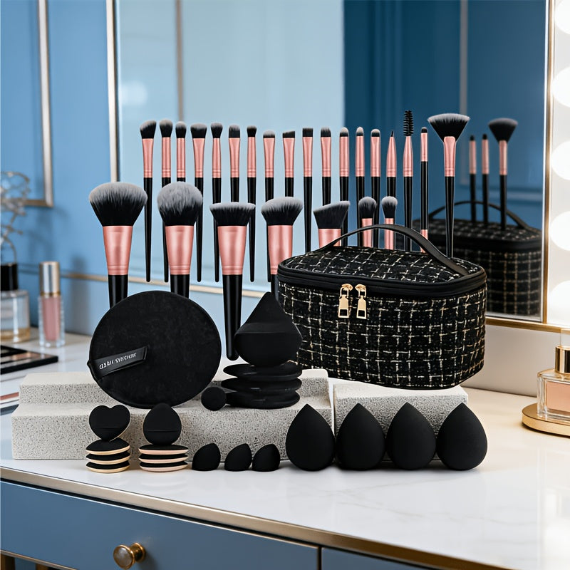 Makeup Brush Set, 47-Piece Cosmetic Kit with Wash Bag, Brush Sleeve, Butterfly Hair Band and Wrist Strap — image 9