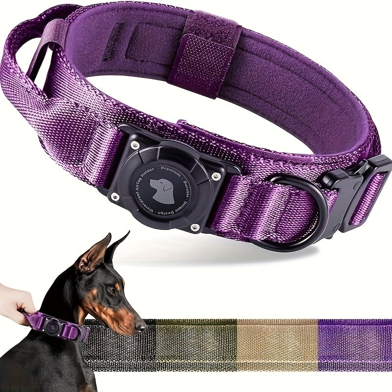 Tactical Dog Collar with Handle and Round Tracker Holder Case in Nine Colors and Sizes M to XL — image 19