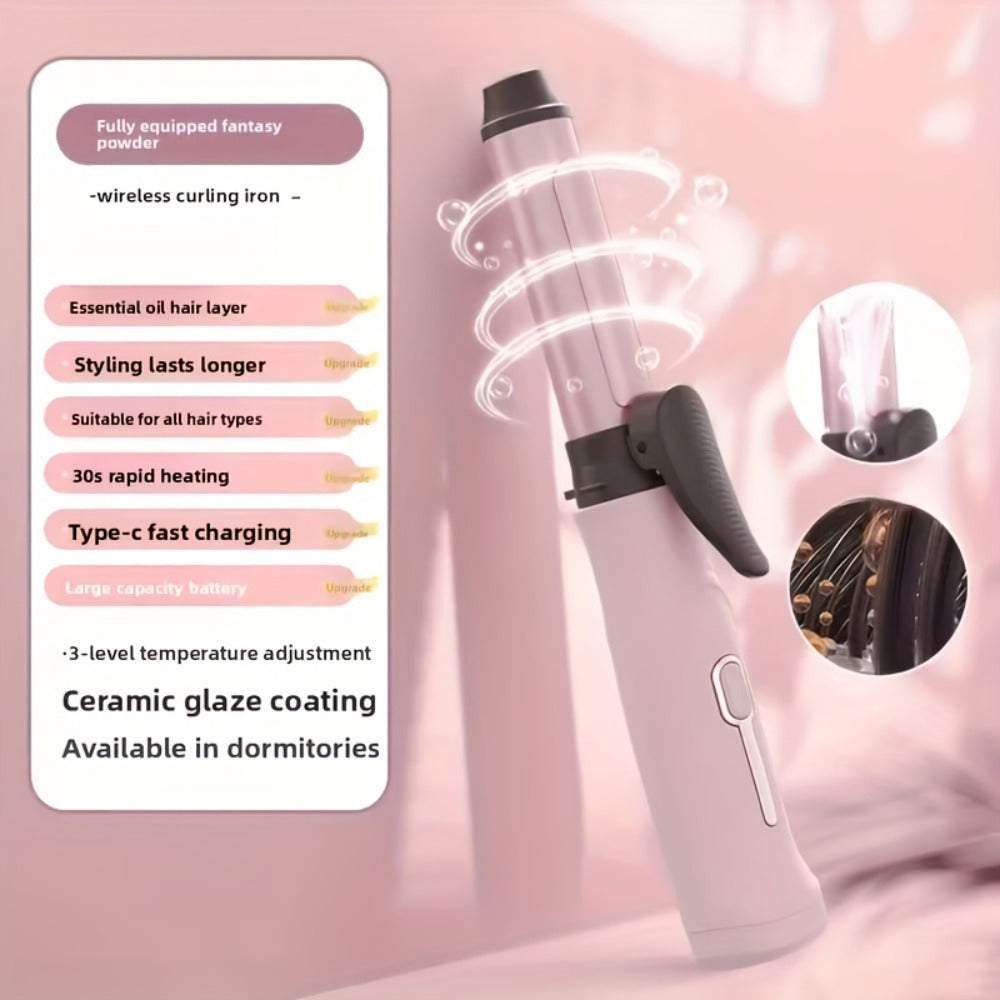 Cordless Mini Curling Iron Wireless Rechargeable Portable Hair Curler, Ceramic Barrel for Airy Bangs — image 7