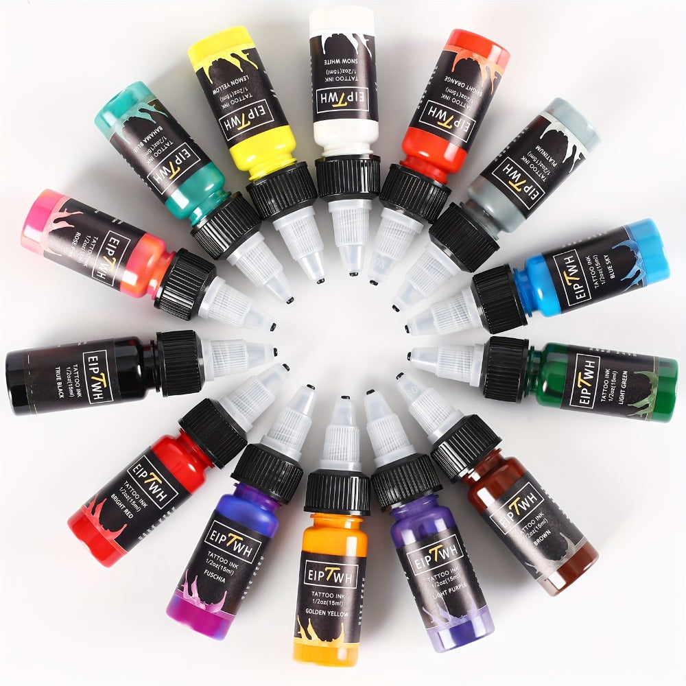 Tattoo Ink EIPTWH 14-Color Set with 15ml Bottles and One Complete Kit Configuration with Item-Specific Color, Capacity and Bo