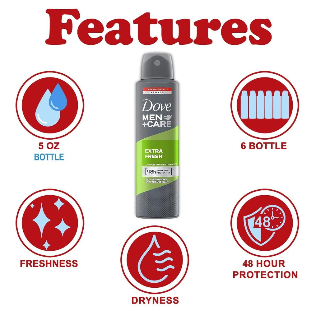 Dove Men+Care Extra Fresh Antiperspirant Spray, 150 ml Cans with Three-Pack or Six-Pack Checkout Options — image 7