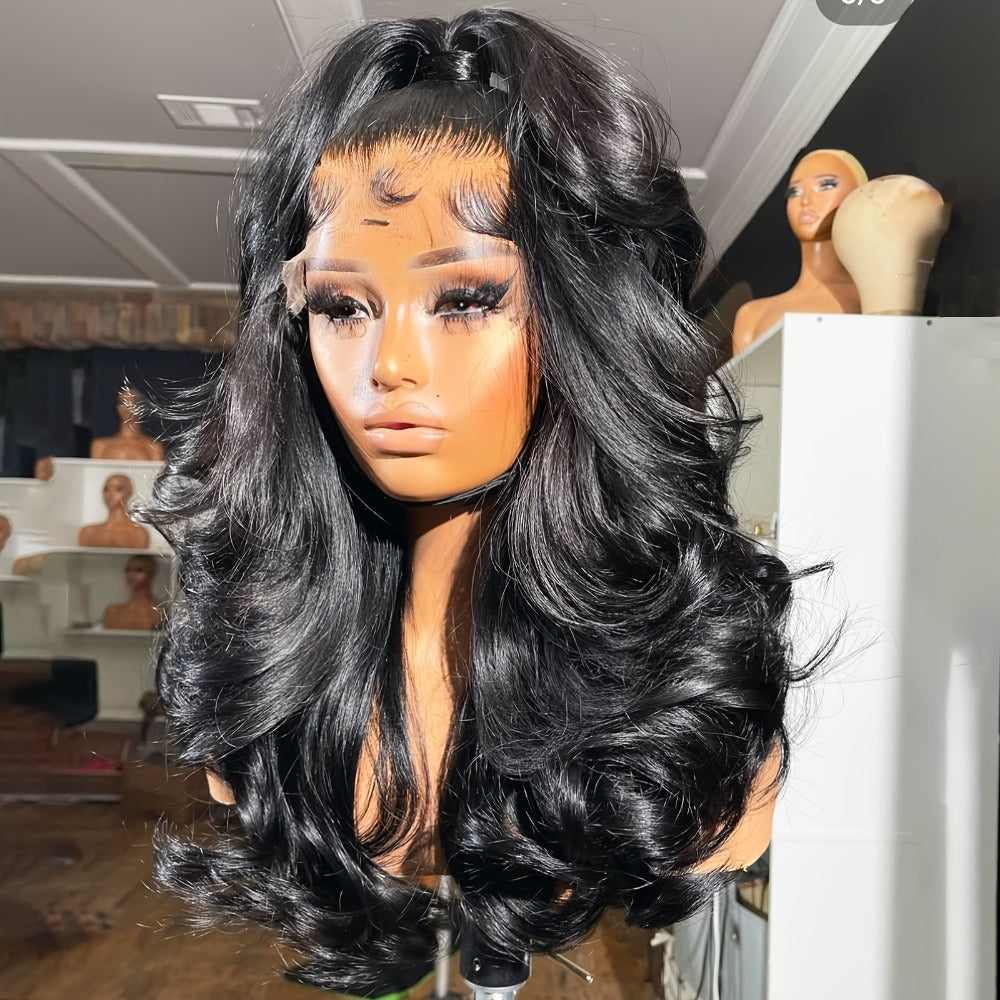 Body Wave Lace Front Wig 13x4 HD Transparent Lace 30 Inch Human Hair Glueless Bye Bye Knots Pre, for Home, Travel and Salon H