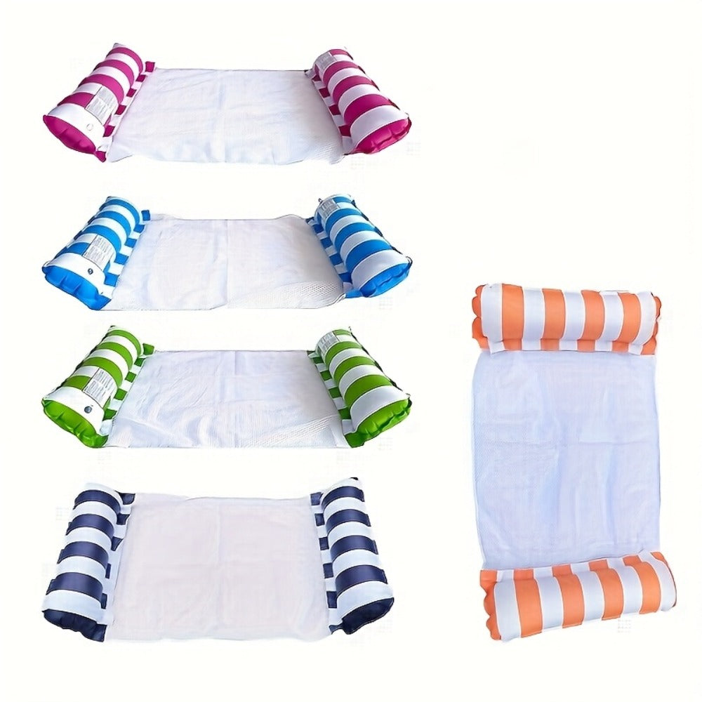 Striped Inflatable Pool Float Hammock Set with Mesh Center and Three-, Eight- or Five-Color Pack Options — image 9