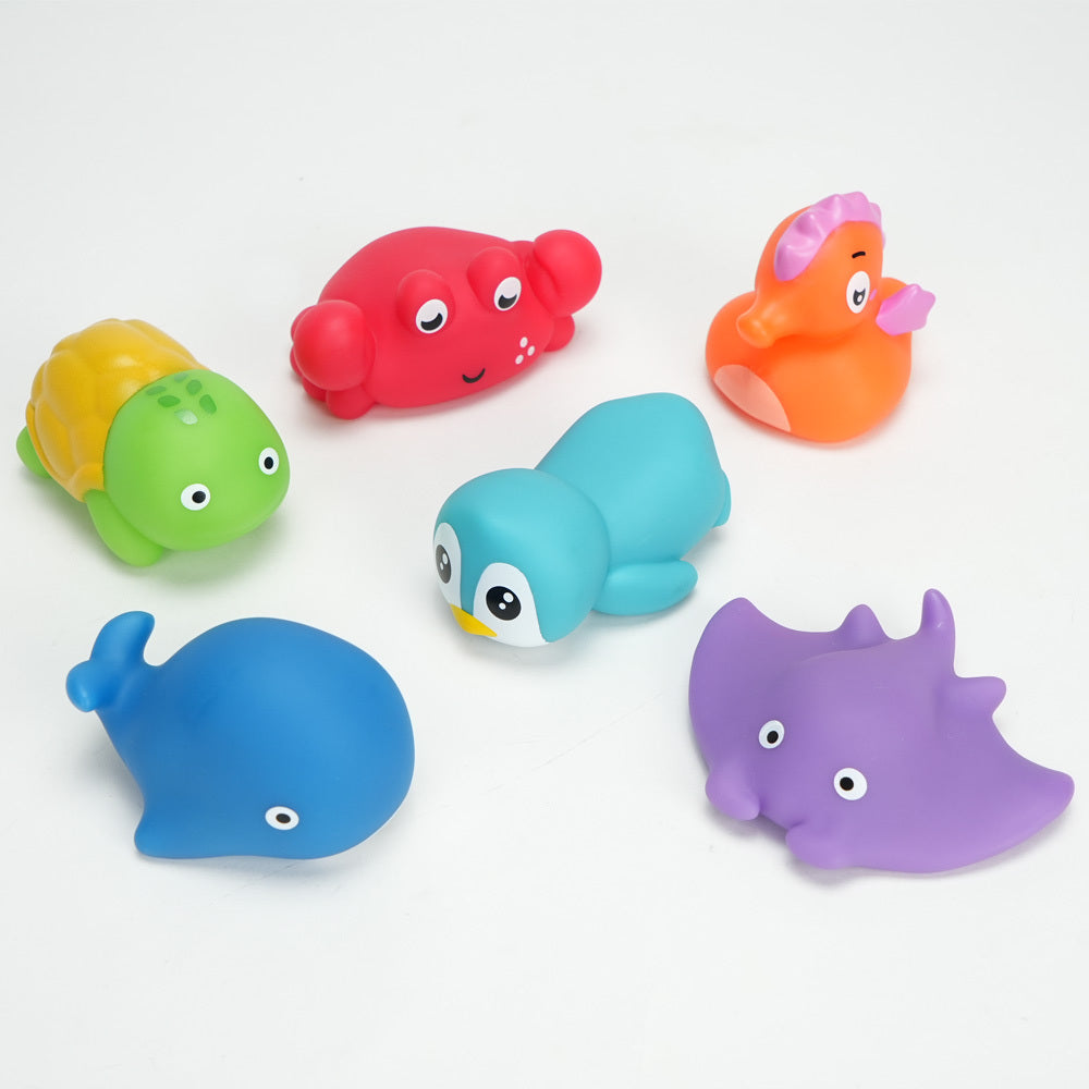 Six-Piece No-Hole Color-Changing Sea Animal Bath Toy Set with Six Shapes for Supervised Water Play — image 3