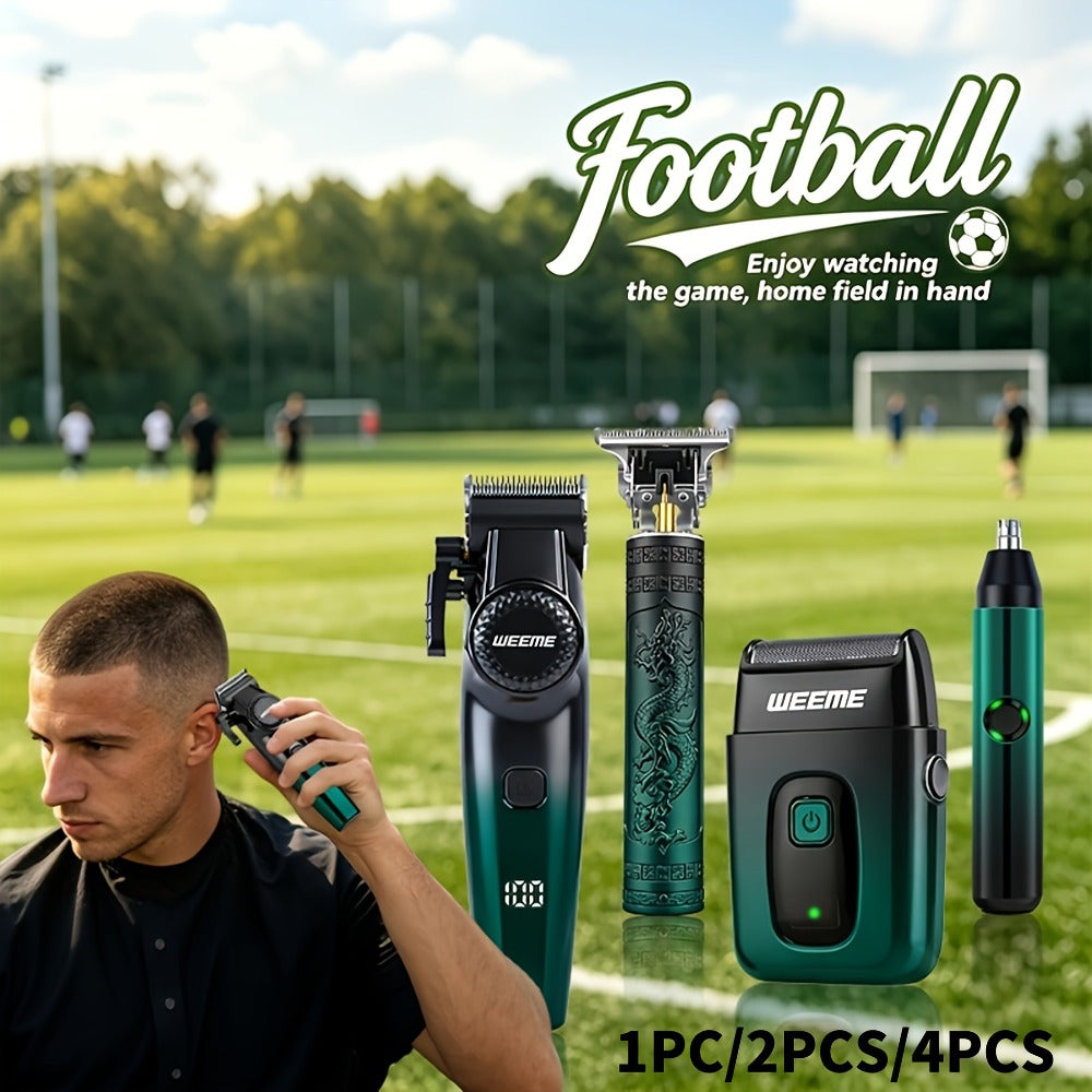 Men's Electric Grooming Kit 4-in-1 – Hair Clipper, Beard Trimmer, Electric Shaver & Nose Hair Trimmer Set, Gradient Design — 