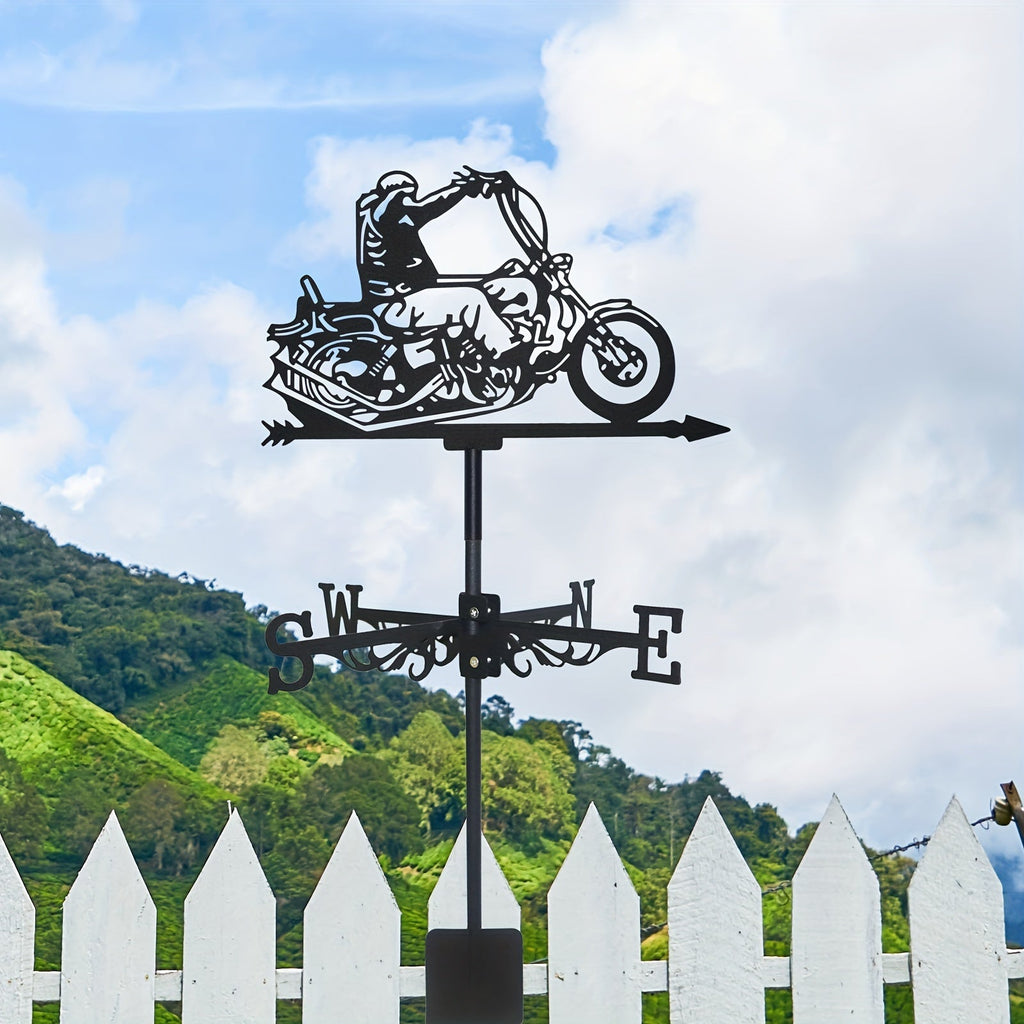 Weathervane | Metal Motorcycle Garden Yard Roof Wind Direction Decor — image 4