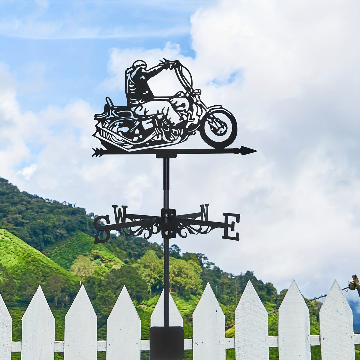 Weathervane | Metal Motorcycle Garden Yard Roof Wind Direction Decor — image 4