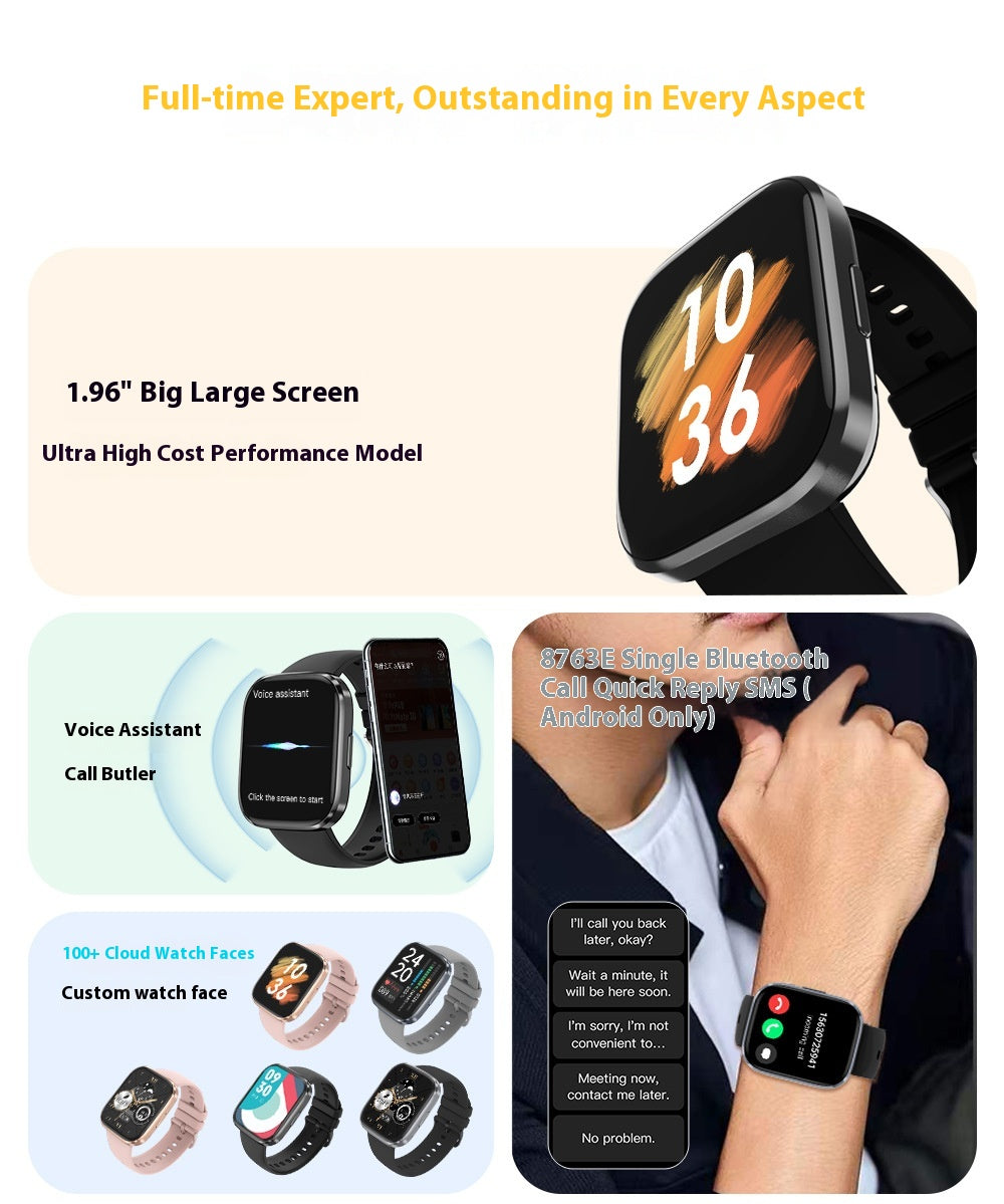 Bluetooth Calling Heart Rate Blood Oxygen Quick Reply Waterproof Sports Watch