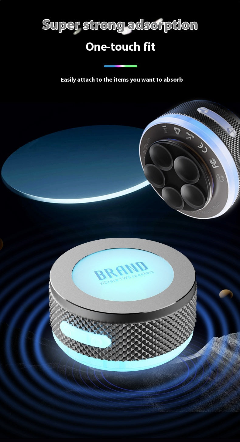 Small Wireless Bone Conduction Speakers Bluetooth Vibration Speaker With Color LED Light Portable Surface Adsorption Speaker