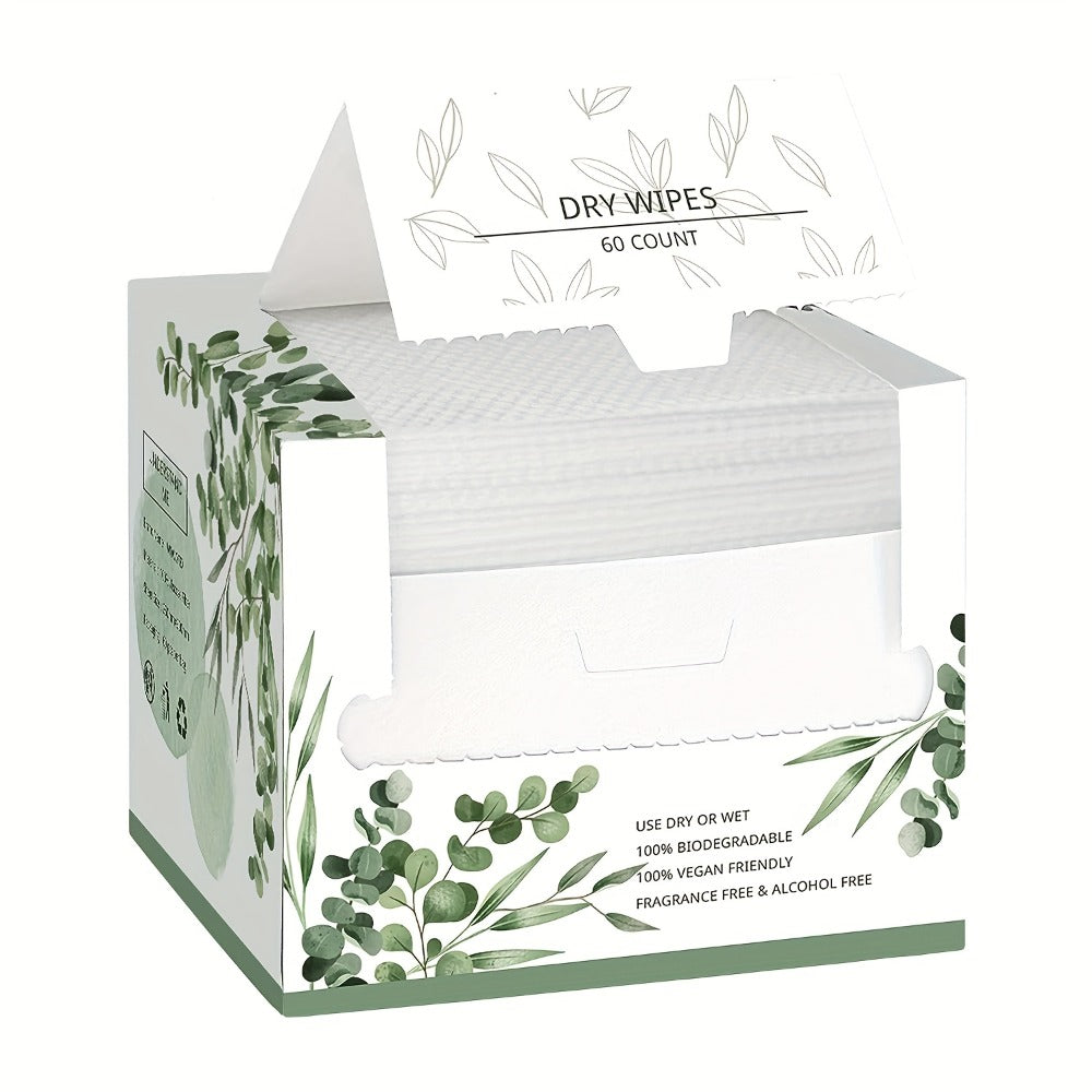 Disposable Face Towels 60 Count Extra Thick & Soft – 10x12 Inch Cotton Cleansing Wipes for Sensitive Skin, Makeup Removal — i