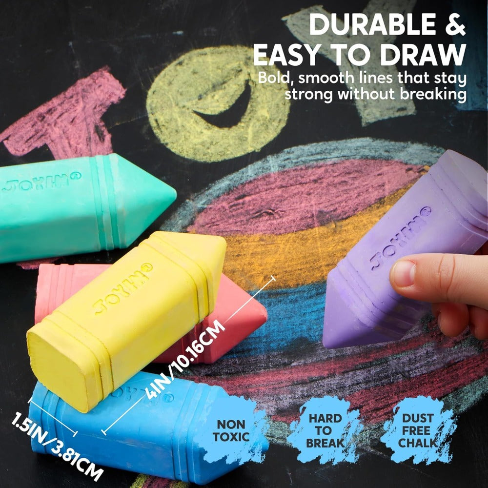 Jumbo Sidewalk Chalk 12 Pack 6 Colors Outdoor Chalk for Kids Toddlers Cone with the Listed Color, Size or Set Options for Eve