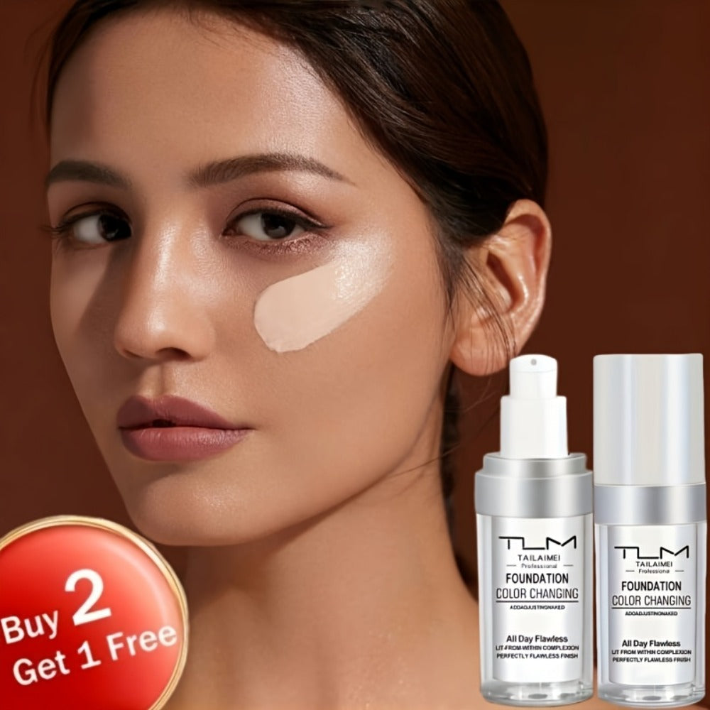 Color-Change Label Liquid Foundation Three-Bottle Set with Pump Tops and One 3pcs Checkout Option — image 1