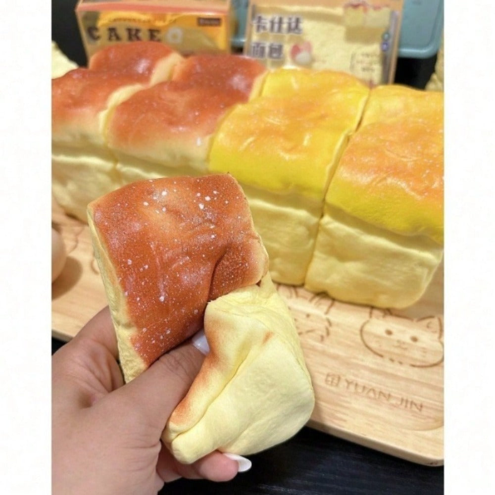 Slow Rise Bread Squishy Toy 2-Pack, Squeeze Fidget Sensory Toys for Anxiety & Stress, TPU Foam, Mixed Color Light & Dark — im