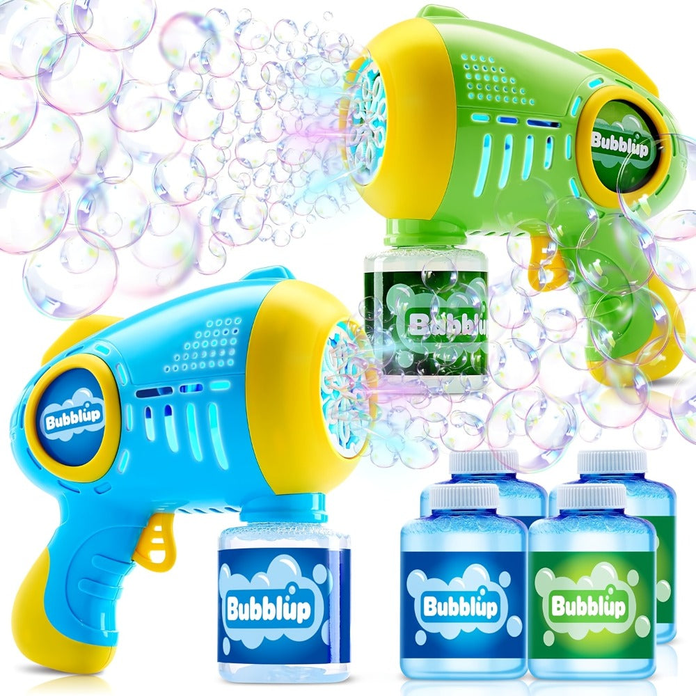 LED Light Up Bubble Gun 2 Pack with 4 Bottles Solution, 10-Hole Bubble Shooter 10000+ Bubbles Per Minute for Kids Adults — im