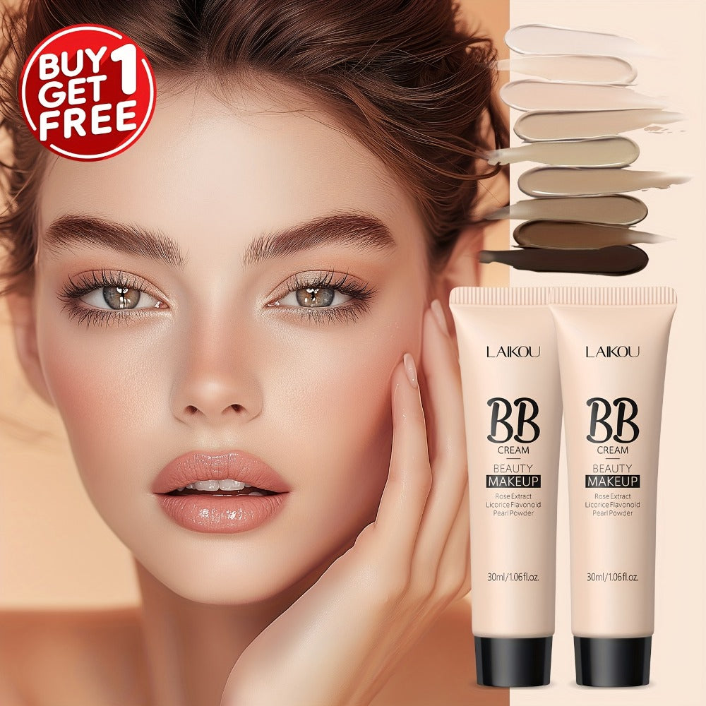 BB Cream 2 Pcs Set Waterproof, Pore-Minimizing Full Coverage Foundation with Blemish Concealer & Glycerin Hydration — image 1