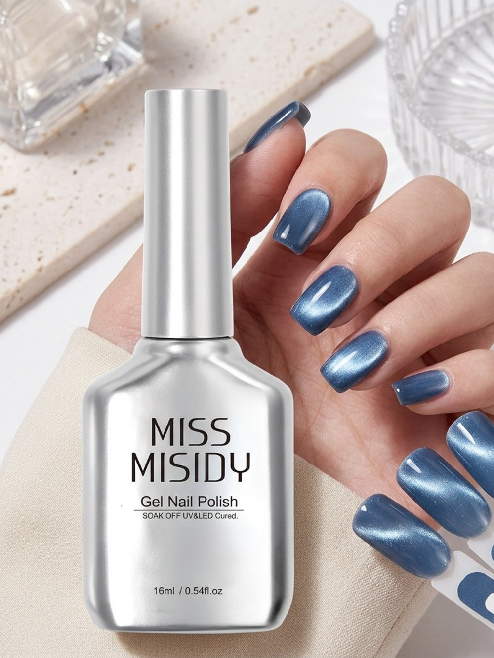Cat Eye Gel Nail Polish Jelly Blue 0.54oz Sheer Glass-Like Finish – UV LED Soak-Off Long-Lasting Gel Polish for Manicure & Pe