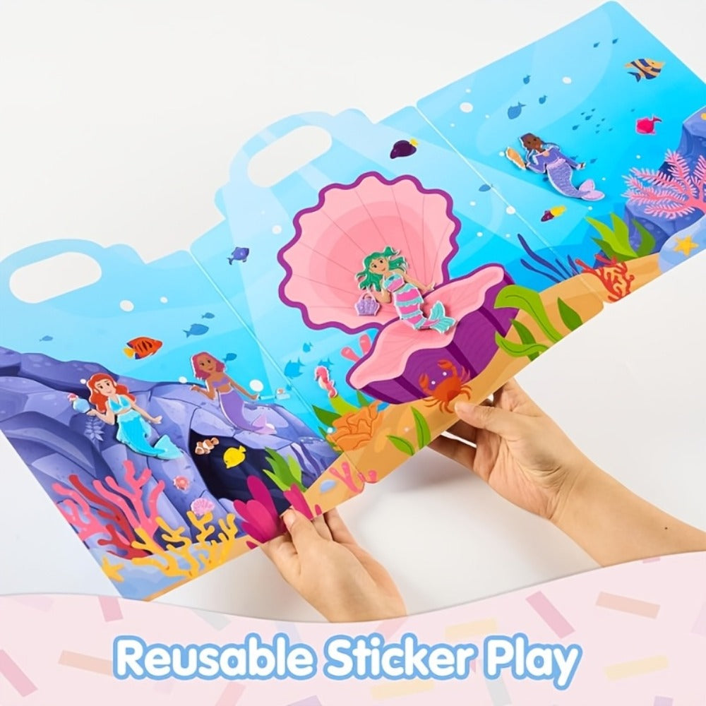 Reusable Sticker Books for Toddlers Girls 3 Pack, 3D Foam Sticker Activity Books Mermaid Princess Fashion Themes — image 5