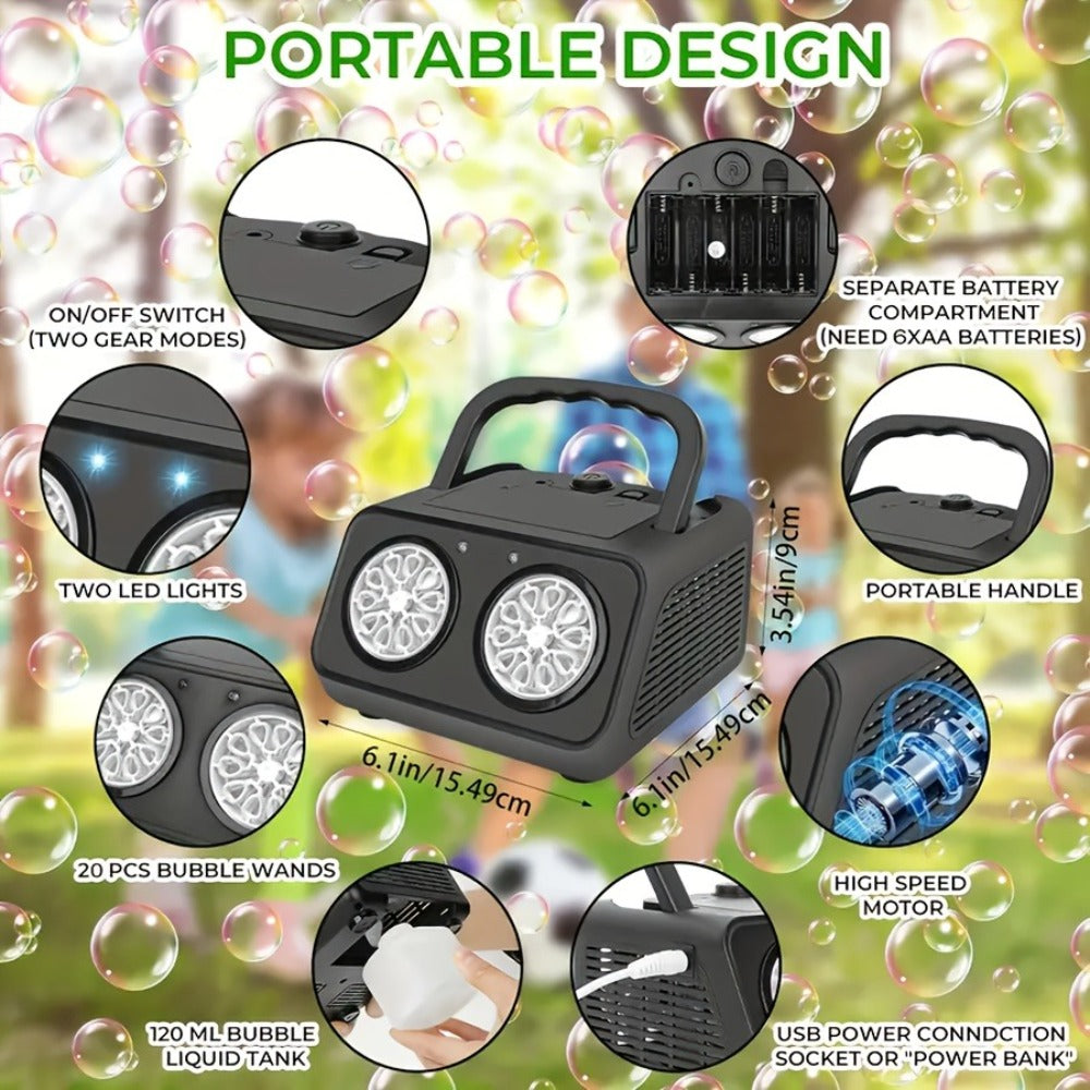 Dual-Wheel Bubble Machine with White Single-Unit or Black and Light White Two-Unit Bundle Labels — image 3