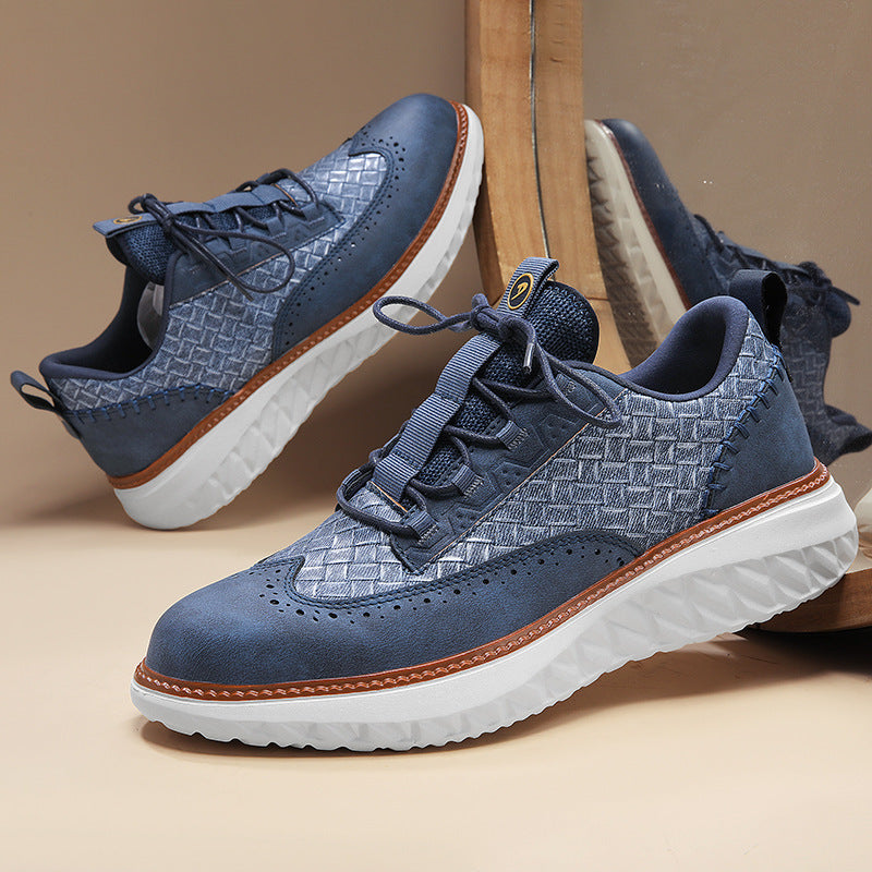 Breathable Woven-Texture Mens Sneakers