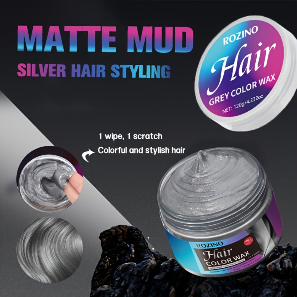 ROZINO Grey Hair Color Wax 3-in-1 Color Style & Fix – Vitamins & Protein Formula, Hides Grey Instantly, Natural Volume, Easy 