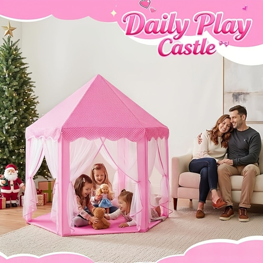 Pink Princess Hexagon Play Tent for Girls Indoor Dream Castle with Gauze with the Listed Color, Size or Set Options for Every