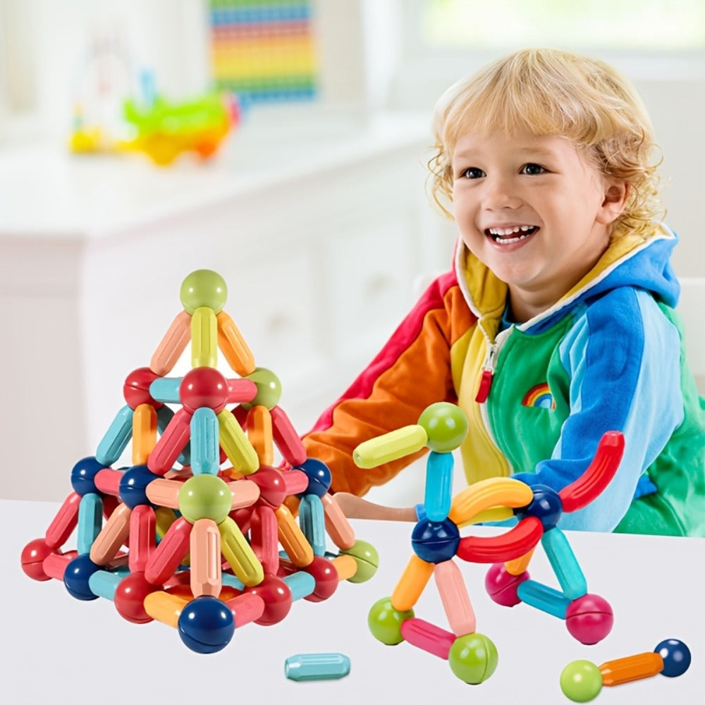 62-Piece Magnetic Stick and Ball Building Set with Multicolor Curved Rods and Round Connectors — image 10