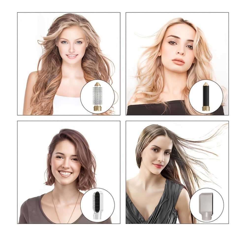 Air Wrap Hair Dryer Brush Set 5-in-1 Ionic Styler, Blow Dryer, Straightening Brush & Dual Air Curler (Clockwise & Countercloc
